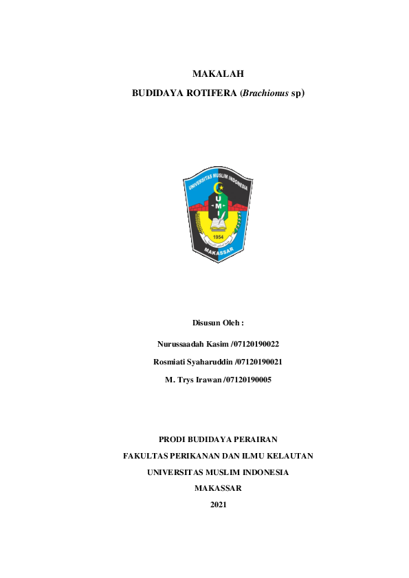 (PDF) MAKALAH BUDIDAYA ROTIFERA