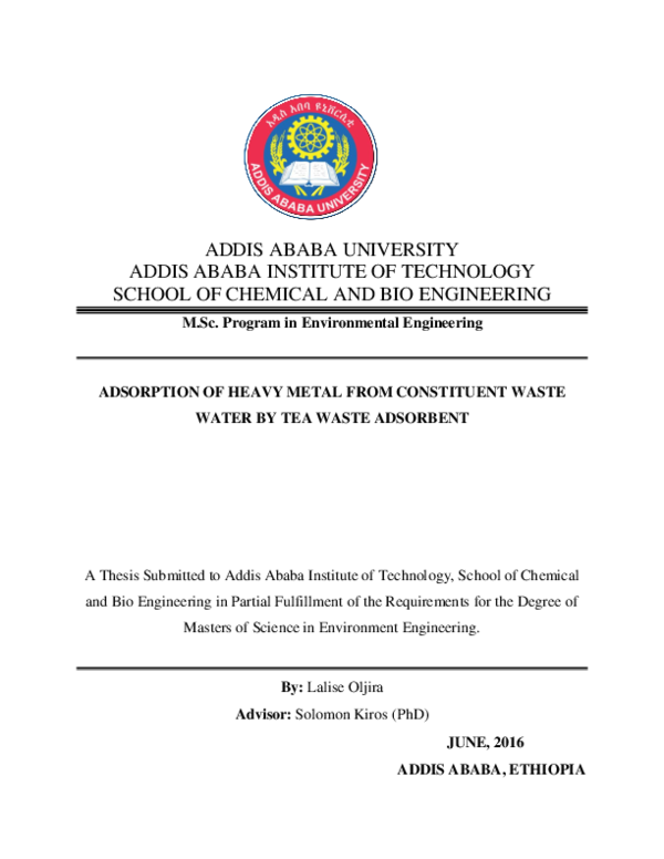 (PDF) Adsorption of Heavy Metal from Constituent Waste Water by Tea ...