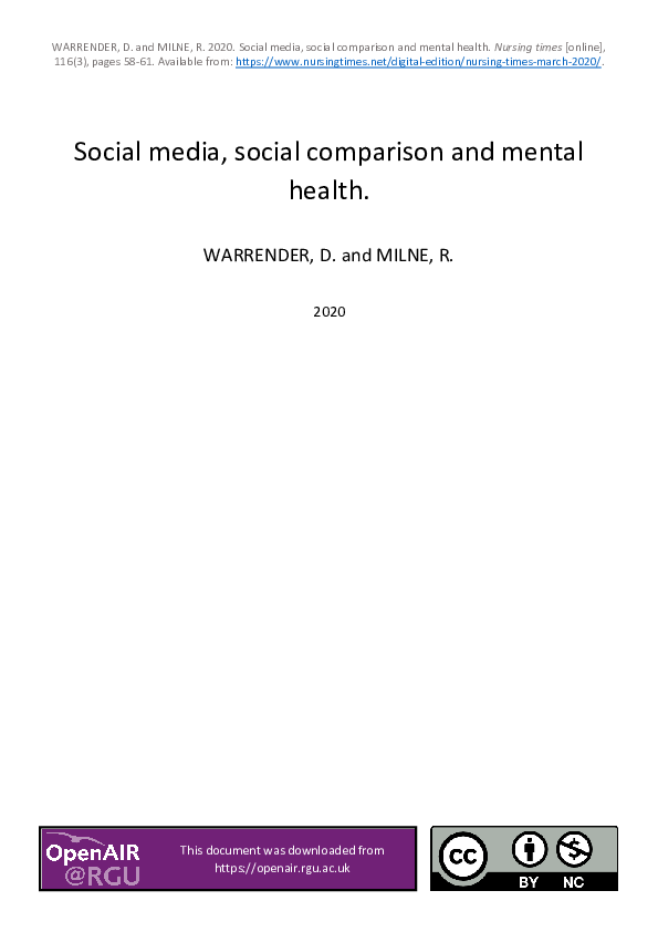 Image showcasing (PDF) Social media, social comparison and mental health