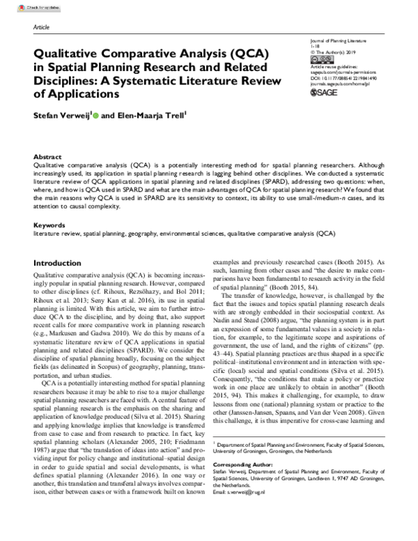 (PDF) Qualitative Comparative Analysis (QCA) in Spatial Planning