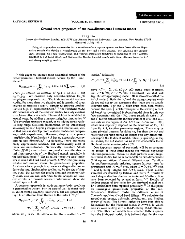(PDF) Ground-state properties of the two-dimensional Hubbard model