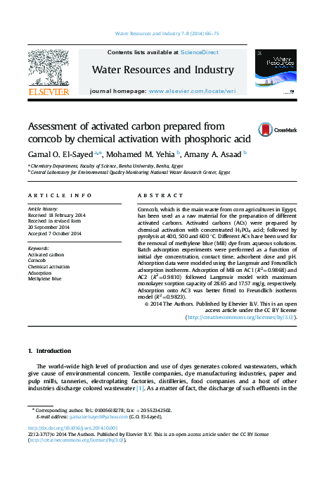 (PDF) Assessment of activated carbon prepared from corncob by chemical ...