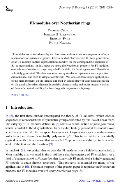 (PDF) FI-modules over Noetherian rings