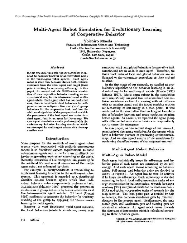 (PDF) Multi-Agent Robot Simulation for Evolutionary Learning of ...