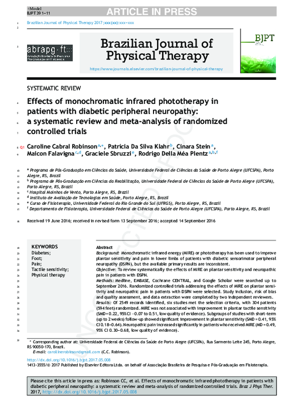 (PDF) Effect of monochromatic infrared energy on diabetic painful
