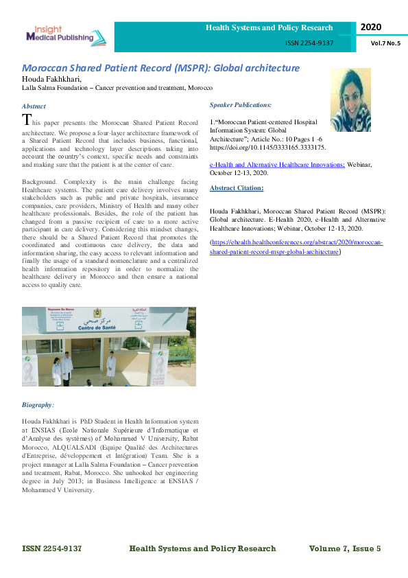 (PDF) Moroccan Shared Patient Record (MSPR): Global architecture