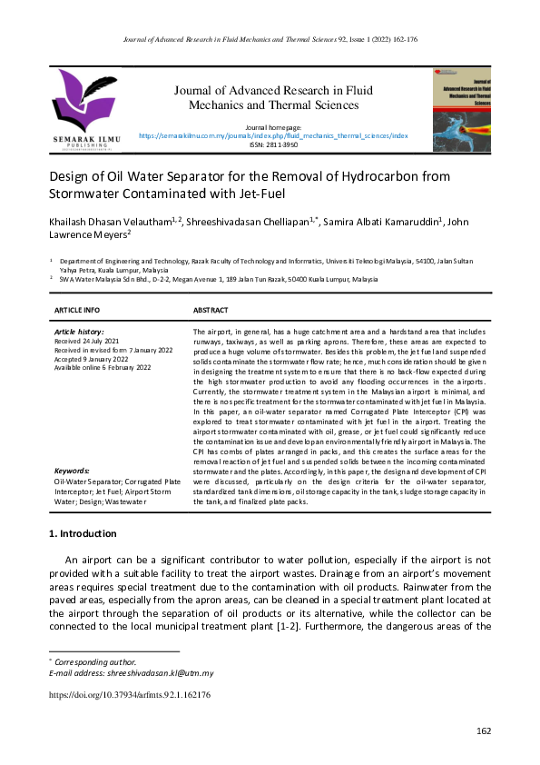 (PDF) Design of Oil Water Separator for the Removal of Hydrocarbon from ...