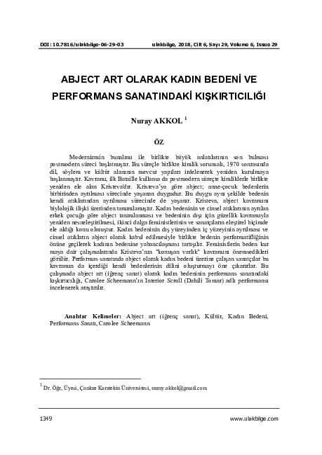 (PDF) Female Body as Abject Art and Its Seductiveness in Performance Art