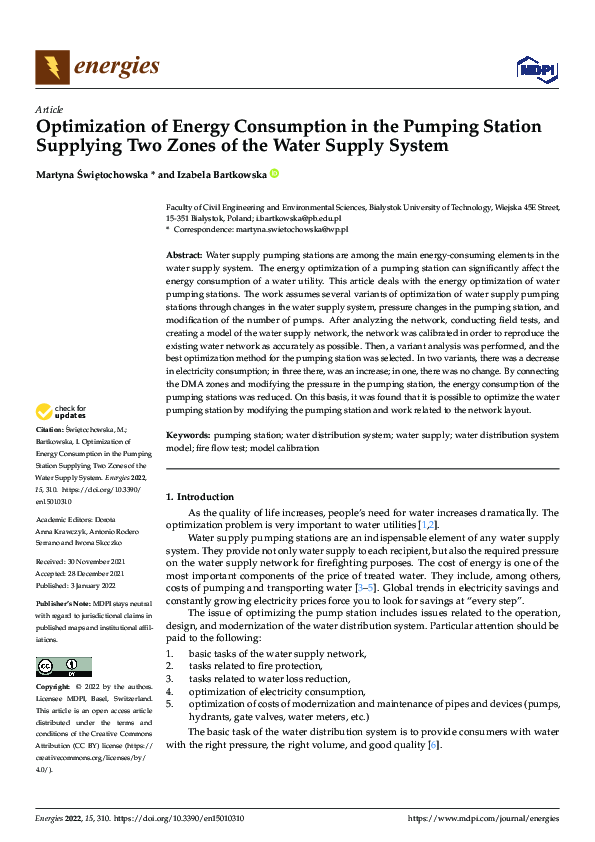 (PDF) Optimization of Energy Consumption in the Pumping Station ...