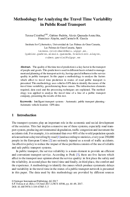 (PDF) Methodology for Analyzing the Travel Time Variability in Public ...