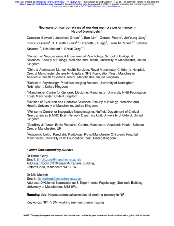 (PDF) Neuroanatomical correlates of working memory performance in ...