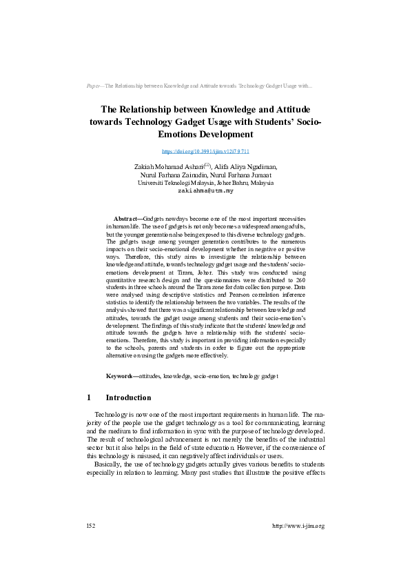 (PDF) The Relationship between Knowledge and Attitude towards ...