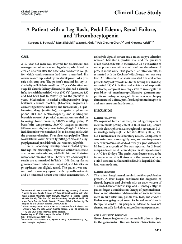 (PDF) A Patient with a Leg Rash, Pedal Edema, Renal Failure, and ...