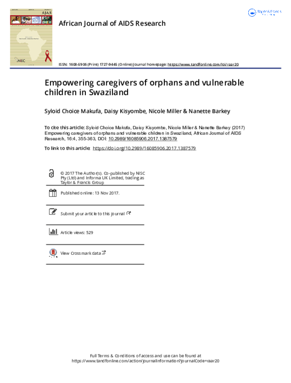 (PDF) Empowering caregivers of orphans and vulnerable children in Swaziland
