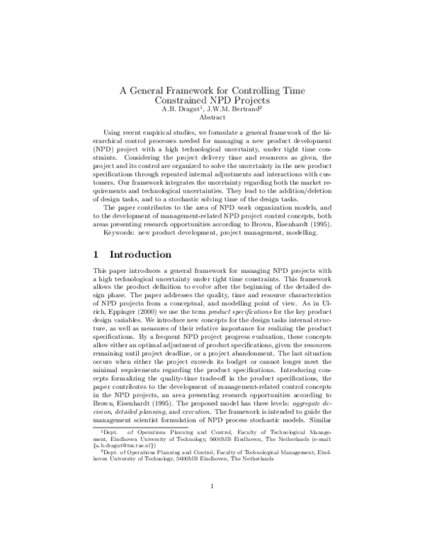 (PDF) A general framework for controlling time constrained NPD projects