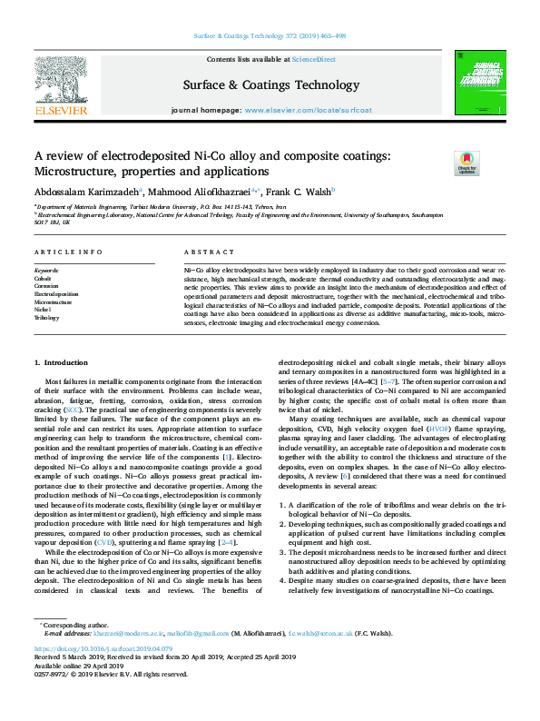 (PDF) A review of electrodeposited Ni-Co alloy and composite coatings ...