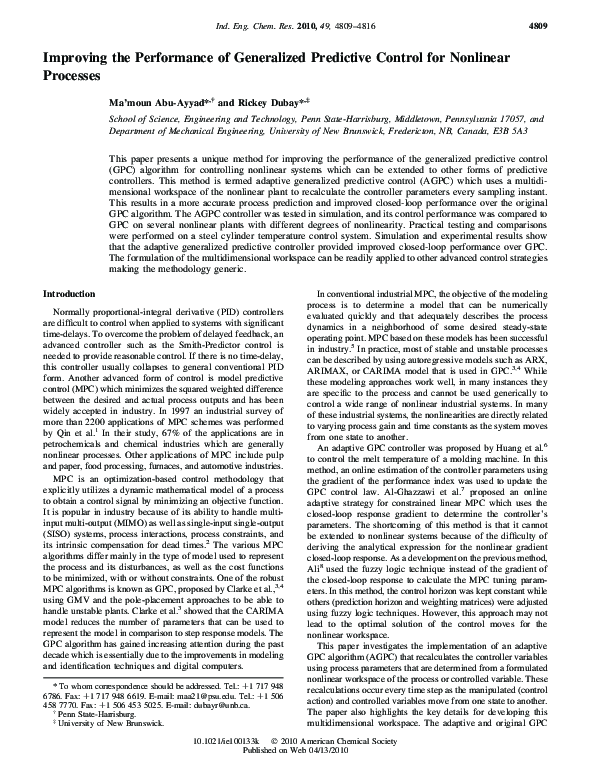 (PDF) Improving the Performance of Generalized Predictive Control for ...