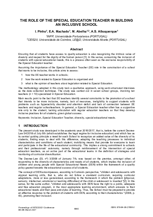 (PDF) The Role of the Special Education Teacher in Building an ...