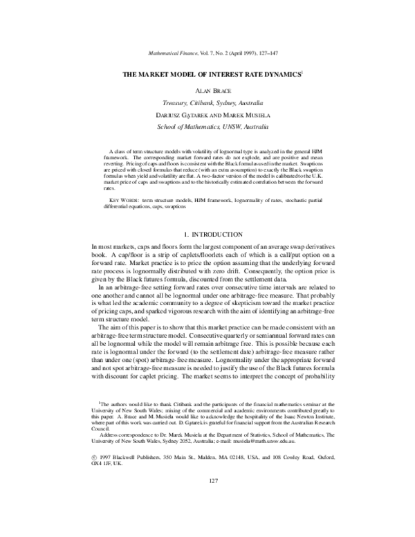 (PDF) The Market Model of Interest Rate Dynamics