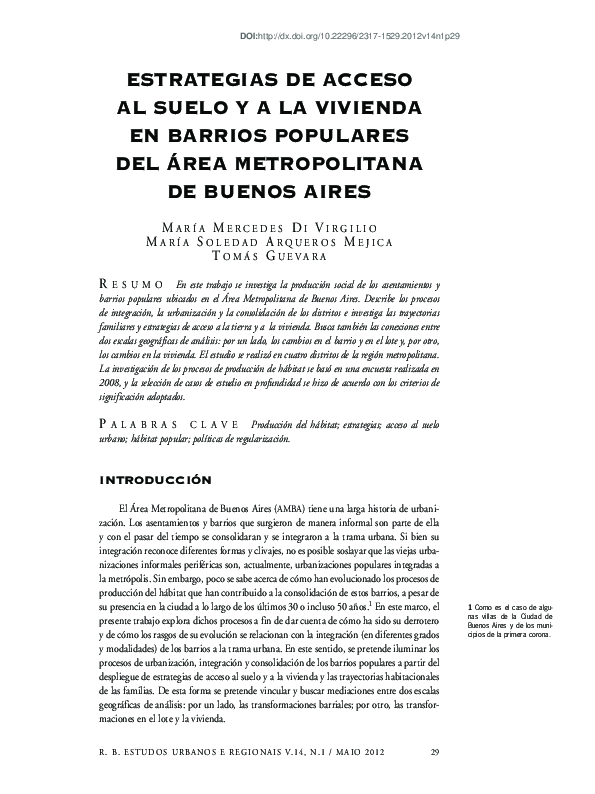 (PDF) Estrategias de acceso al suelo y a la vivienda en barrios ...