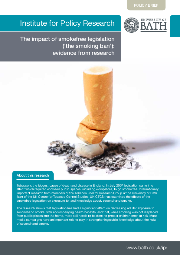 (PDF) IPR Policy Brief The impact of smokefree legislation ('the