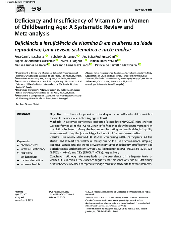 (PDF) Deficiency and Insufficiency of Vitamin D in Women of ...