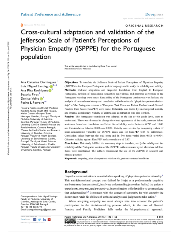 (PDF) Cross-cultural adaptation and validation of the Jefferson Scale ...
