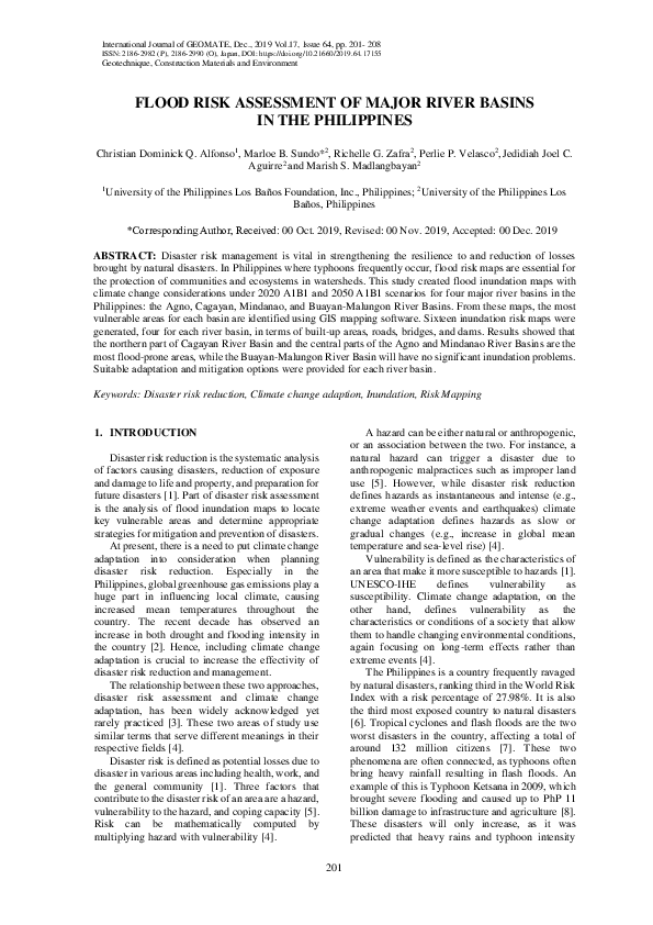 (PDF) Flood Risk Assessment of Major River Basins in the Philippines