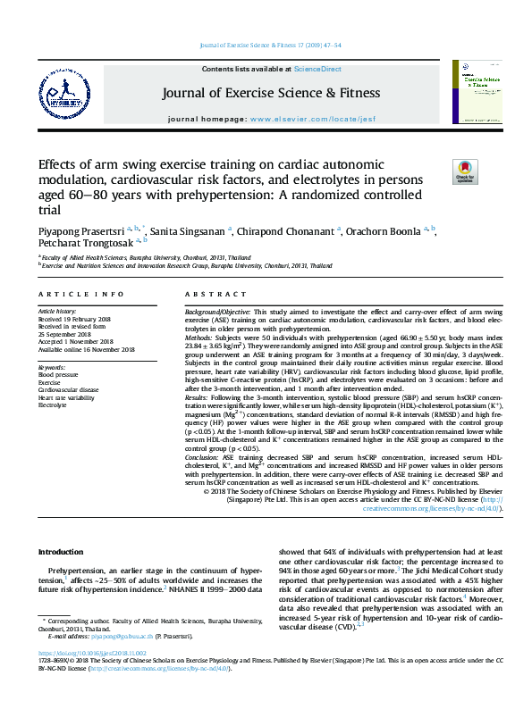 (PDF) Effects of arm swing exercise training on cardiac autonomic ...