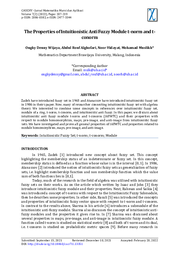 (PDF) The Properties of Intuitionistic Anti Fuzzy Module t-norm and t ...