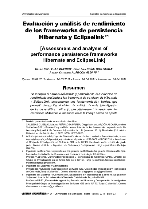(PDF) Evaluación y análisis de rendimiento de los frameworks de ...