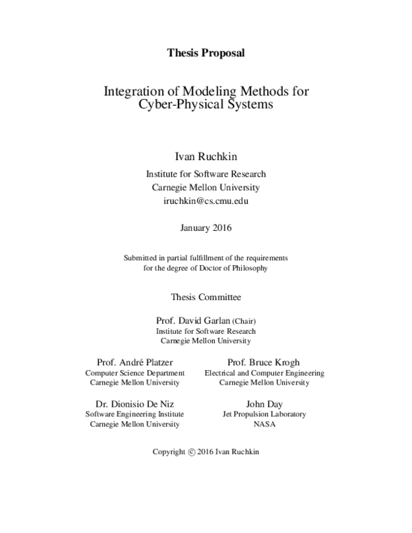 (PDF) Proposal Integration of Modeling Methods for Cyber-Physical Systems