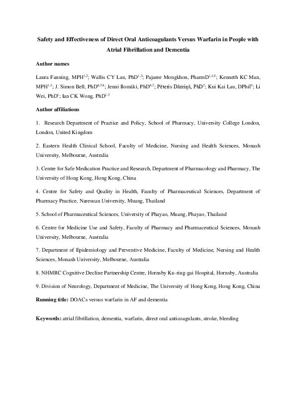 (PDF) Safety and Effectiveness of Direct Oral Anticoagulants vs ...