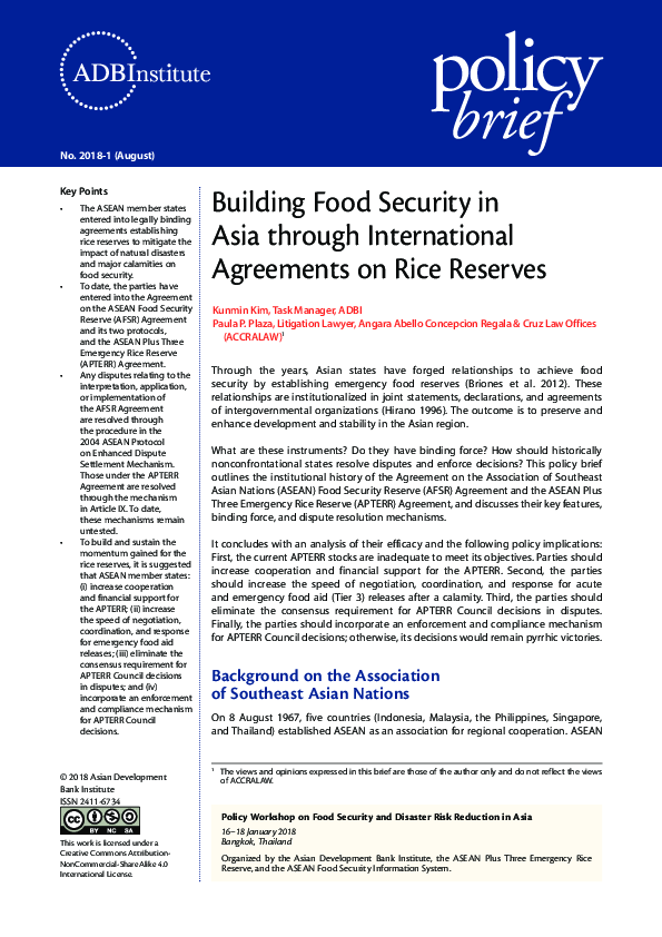 (PDF) Building Food Security in Asia through International Agreements ...