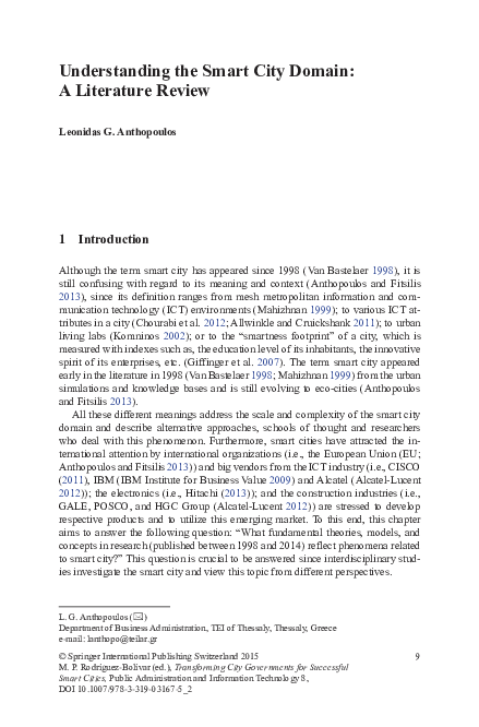 (PDF) Understanding the Smart City Domain: A Literature Review