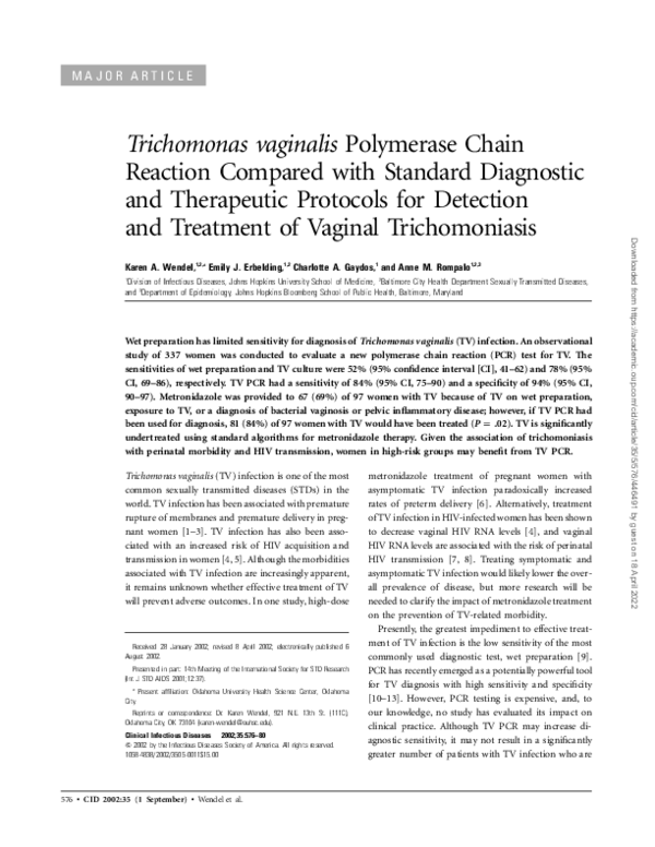 (PDF) Trichomonas vaginalisPolymerase Chain Reaction Compared with ...