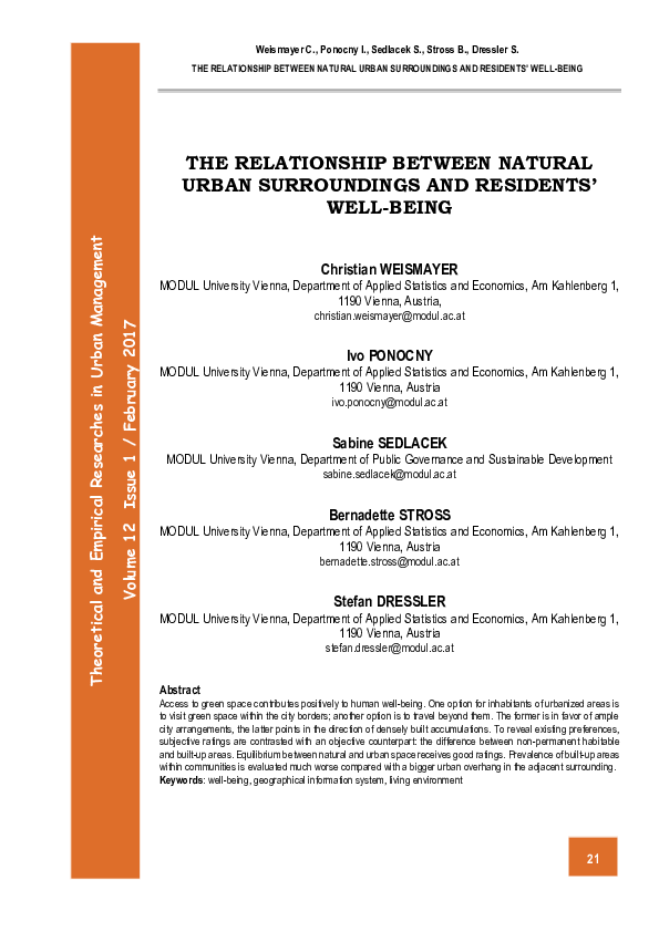 (PDF) The Relationship between Natural Urban Surroundings and Residents ...