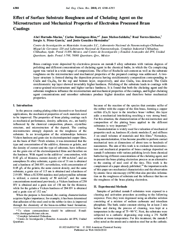 (PDF) Effect of Surface Substrate Roughness and of Chelating Agent on ...