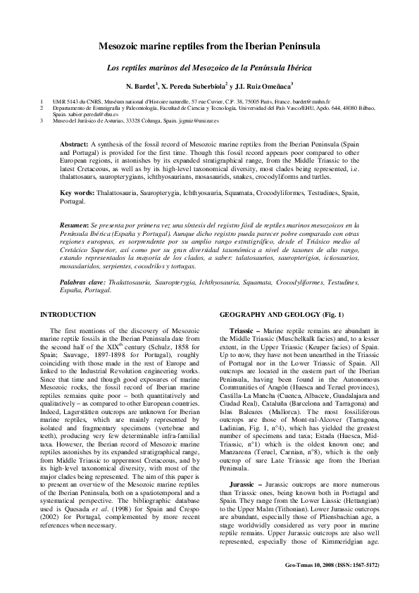 (PDF) Mesozoic marine reptiles from the Iberian Peninsula Los reptiles
