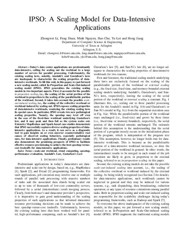 (PDF) IPSO: A Scaling Model for Data-Intensive Applications