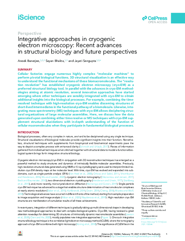 (PDF) Integrative approaches in cryogenic electron microscopy: Recent ...