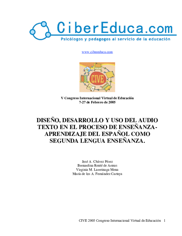 Diseño, desarrollo y uso del audio texto en el proceso de enseñanza-aprendizaje del español como segunda lengua enseñanza