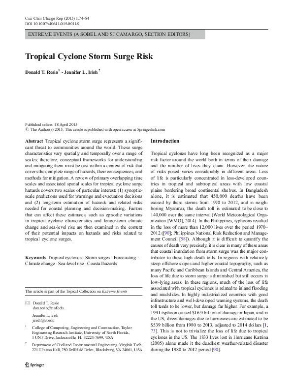 (PDF) Tropical Cyclone Storm Surge Risk