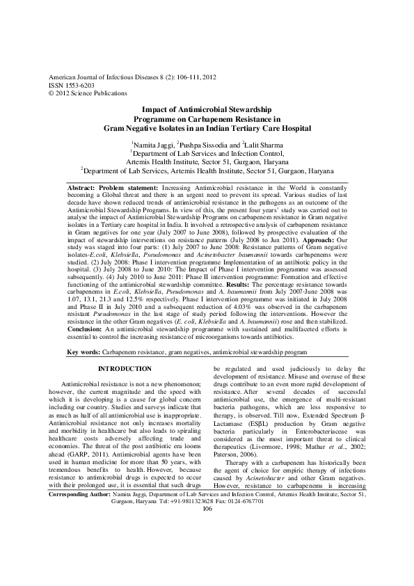 (PDF) Impact of Antimicrobial Stewardship Programme on Carbapenem ...