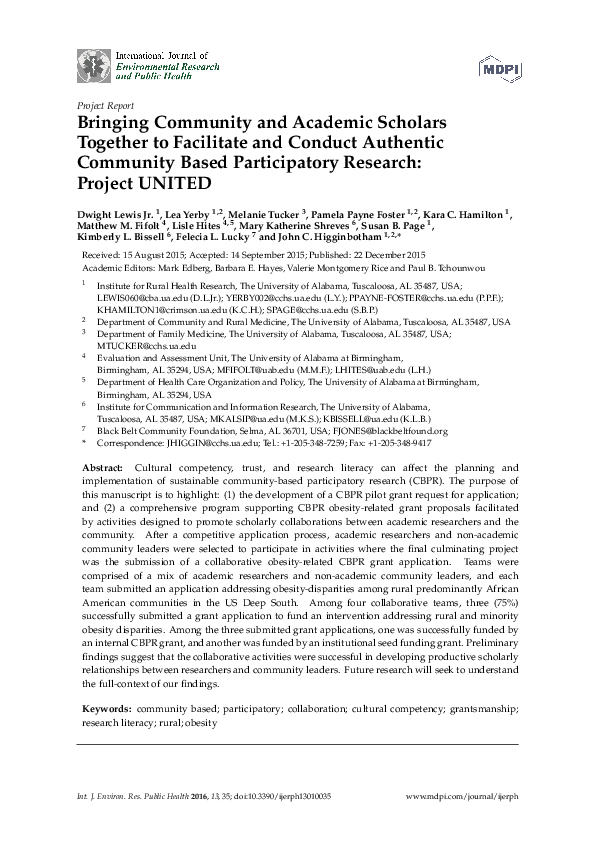 (PDF) Bringing Community and Academic Scholars Together to Facilitate ...