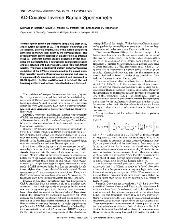 (PDF) Alternating current coupled inverse Raman spectrometry