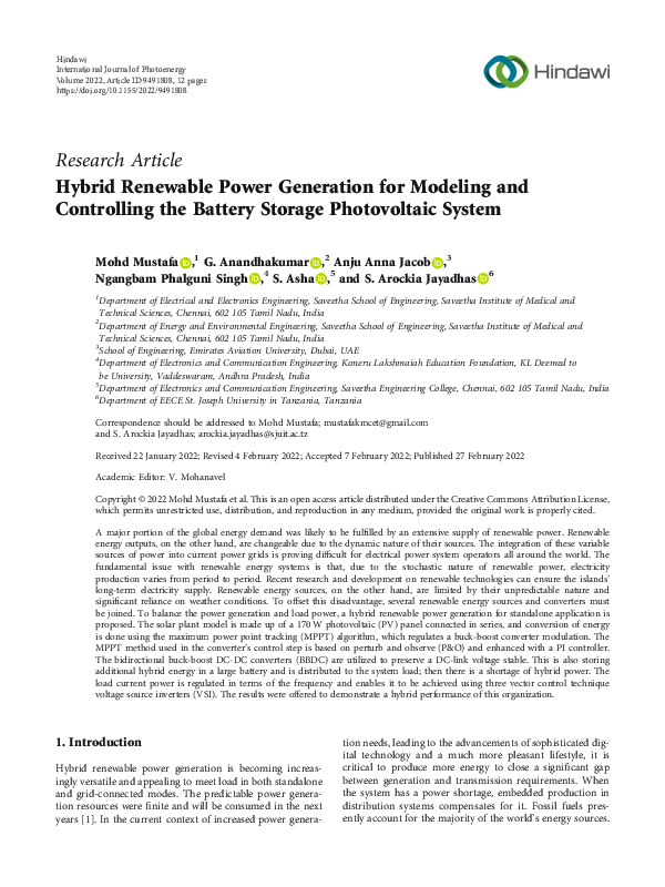 (PDF) Hybrid Renewable Power Generation for Modeling and Controlling ...