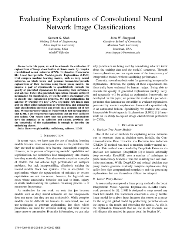 (PDF) Evaluating Explanations of Convolutional Neural Network Image ...
