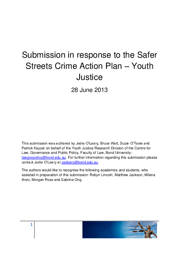 (PDF) Submission in Response to the Safer Streets Crime Action Plan ...