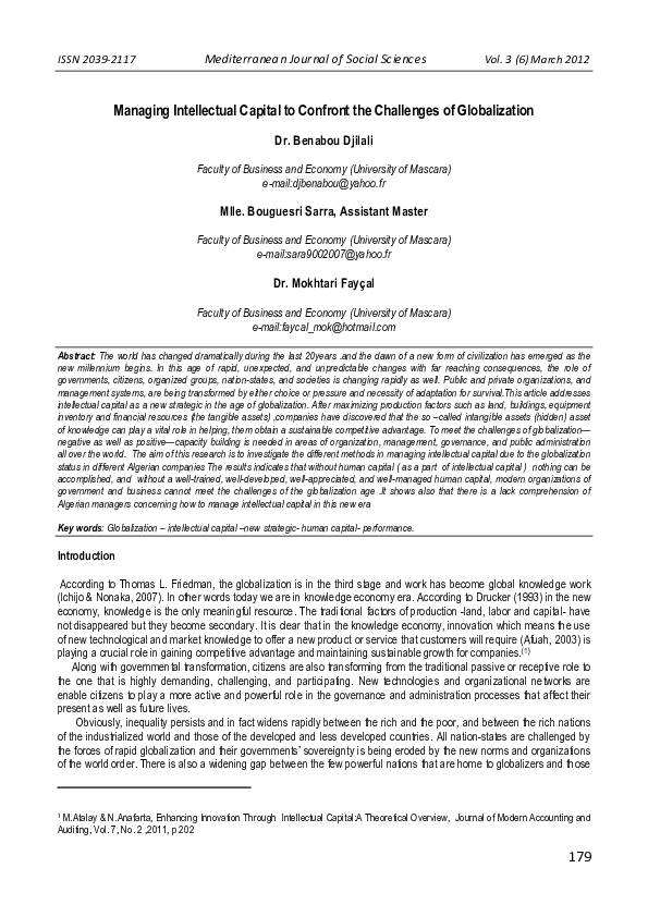 (PDF) Managing Intellectual Capital to Confront the Challenges of ...